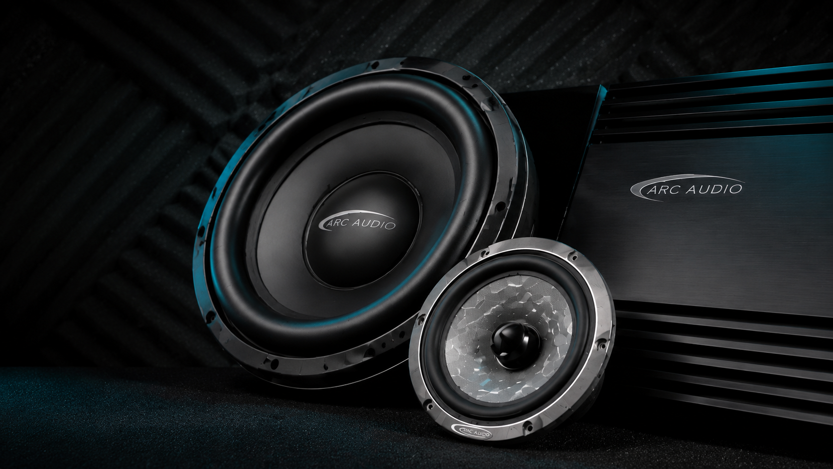 Car audio subwoofer, component speaker and amplifier